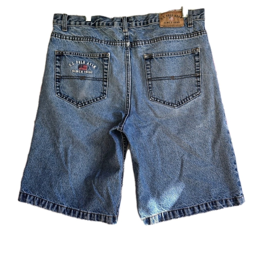 Vtg US Polo Assn. Men 36 Blue Denim Jean Shorts Relaxed Fit Outdoor Skater Jorts